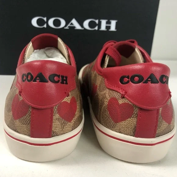 Coach CitySole Coated Canvas & Leather Sneakers Signature C Hearts ❤️ NIB - Picture 8 of 11